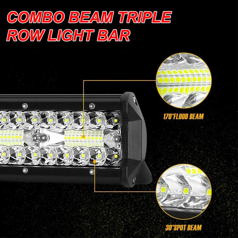 CREE LED Light Bar 20 inch Tri-row Spot Flood Combo Driving Offroad Tr ...