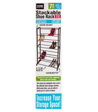 7 Tier Stackable Shoe Rack Metal Rods Shelf Holder Portable Black - Black