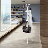 12 Hook 3-Tier Coat Hat Clothes Rack Free Standing Metal Tree Style Hanger White