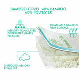 Luxury Soft Memory Foam Natural Bamboo Pillow Bed Fabric Cover 70 x 40cm AU POST