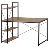 Office Desk & Storage Shelves Unique Stylish Modern Design 1.2m - Black and Walnut