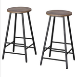 2PCE Bar Stools Round Neo Industrial Designed Stylish Modern 71cm - Black and Walnut
