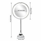 10X Magnifying Makeup Mirror With LED Light Cosmetic 360° Rotation Flexible AU