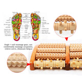 LARGE Wooden Foot Pain Massager 5 Roller Care Reflexology Relax Stress Relief Ne
