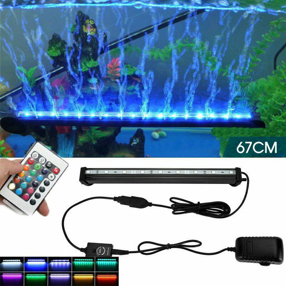 67cm LED Aquarium Lights Submersible Air Bubble RGB Light for Fish Tank