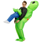 Scary Halloween Green Alien Inflatable Costume Blow Up Suits Party Dress