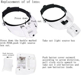 Headband Magnifier 2 LED Lamp Light Jeweler Head Mounted Magnifying Glass Loupe