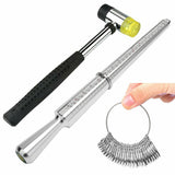 Silver Ring Sizer Size Gauge Tool Finger Measuring Stick Metal Ring Mandrel Set