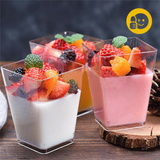 25/50pcs Small Plastic JELLY Mousse CUPS Clear Party Dessert Cake Shot Drink