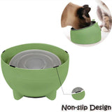 200ml Pet Cat Dog Bowl Tilted Food Water Feeder No Slip Raised Stainless Steel