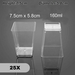 25/50pcs Small Plastic JELLY Mousse CUPS Clear Party Dessert Cake Shot Drink