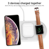 3 in1 QI Wireless Charger Charging Dock Station for Apple Watch/iPhone/Pods White