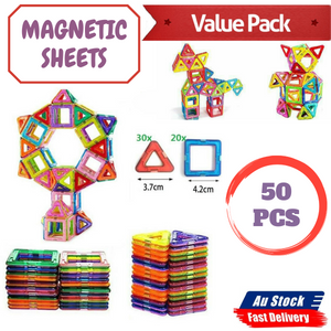 50pcs Magnetic Building Blocks Set 3D Tiles DIY Toys Gift Kids Educational