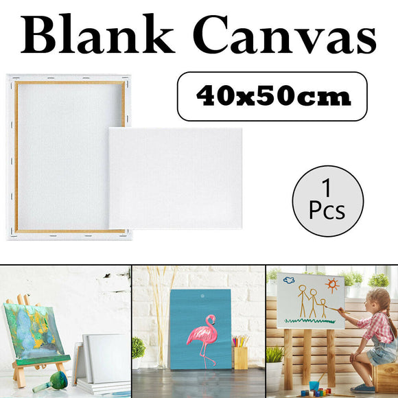 1x High Quality Acrylic Wood Economy Artist Blank White Stretched Canvas 40x50cm