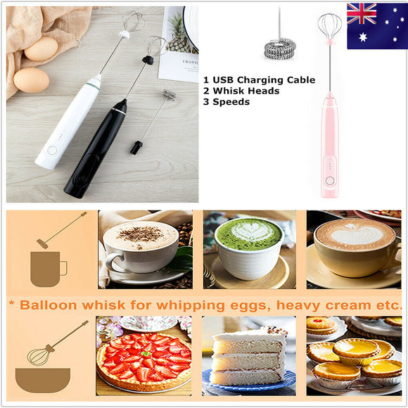 USB Electric Kitchen Foamer Coffee Milk Frother Egg Beater Stirrer Whisk Mixer