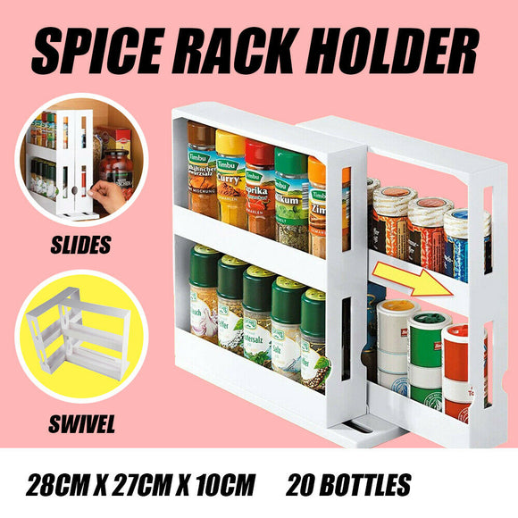 Slide Out Cabinet Kitchen Storage Cupboard Spice Rack Holder Swivel Organizer