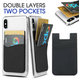 Double Layers Silicone Mobile Phone Back Card Holder Wallet 3M Stick On Adhesive