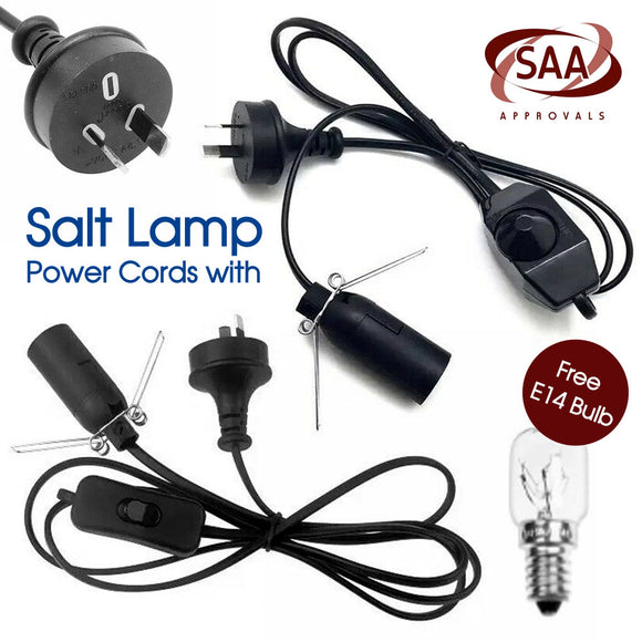 Salt Lamp Power Cord Himalayan 1.8m Dimmer or ON/OFF Button with FREE Bulb