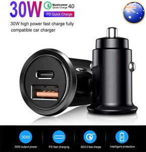 30w 5A Car Quic Charger PD QC4.0 FAST Charge USB Type C Charging Adapter 12-24v