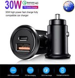 30w 5A Car Quic Charger PD QC4.0 FAST Charge USB Type C Charging Adapter 12-24v
