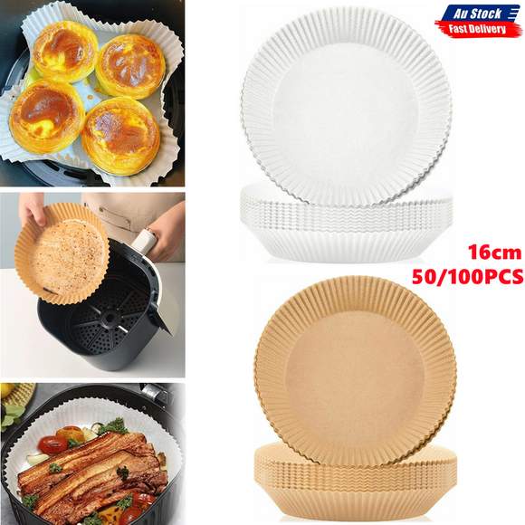 50/100pcs 16cm Air Fryer Parchment Baking Oil Paper Bowl Round Non-Stick Liner