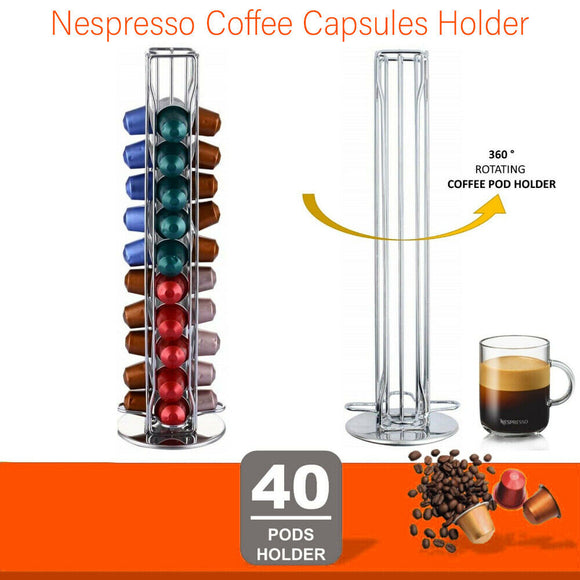 40 Nespresso Coffee Capsules Pod Holder Stand Dispenser Rack Storage Capsule