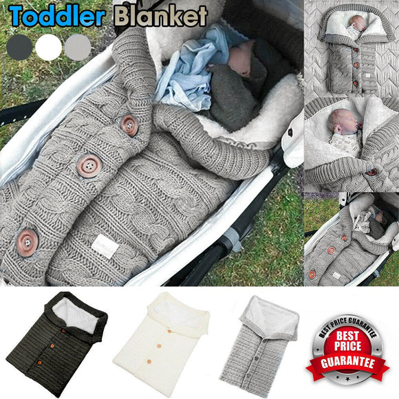 Winter Wrap Thick Sleeping Bags Baby Swaddle Blanket Warm Infant Stroller Knit