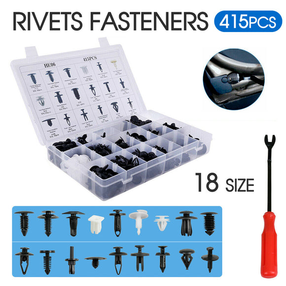 415PCS Auto Car Body Plastic Push Pin Rivet Fasteners Trim Panel Moulding Clip