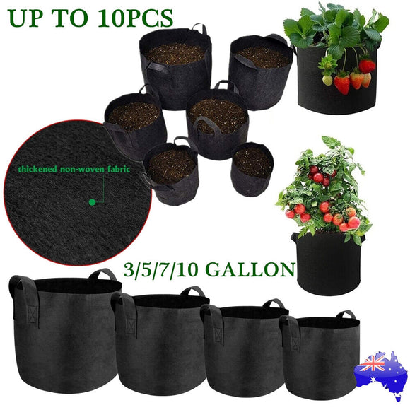 1-10pcs Breathable Fabric Grow Pot Pouch Root Container Garden Plant Bag Handle