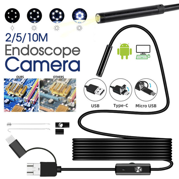 Waterproof HD Endoscope USB Type-C Borescope Snake Inspection Camera For Android