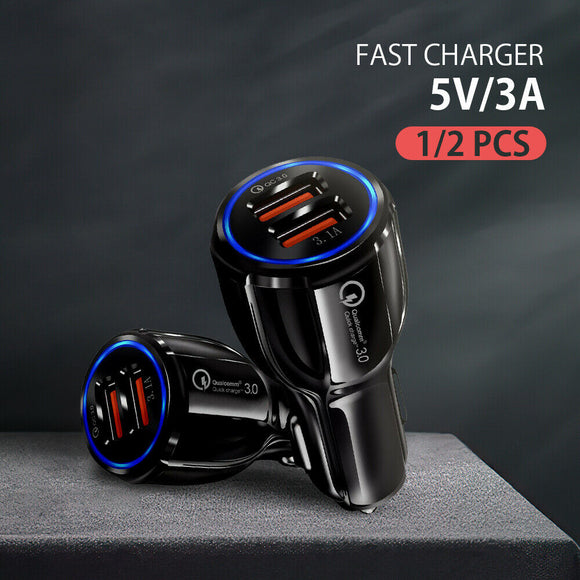 1/2x Fast Car Charger USB Quick Charger 2 Port QC3.0 Lighter Socket AU