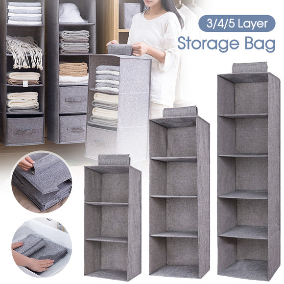 3/4/5 Layer Hanging Organiser Clothes Storage Wardrobe Garment Shelves Shoe Tidy