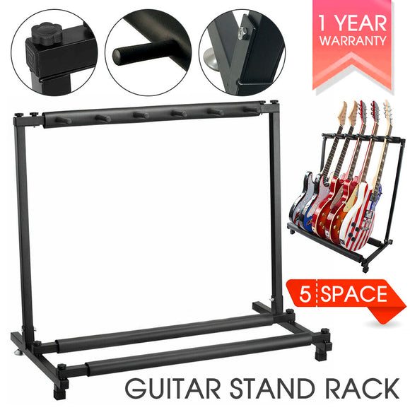 Stylish Guitar Stand Tidy Storage Rack Fits 5 Guitars Metal Padded Foam