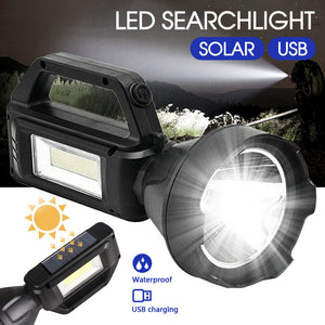 Solar LED Searchlight USB Rechargeable Spotlight Flashlight Torch Power Bank AU
