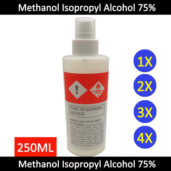Isopropyl Alcohol 75% Spray 250ml Bottle House Office Cleaning 1x 2x 3x 4x New