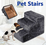 Portable Pet Soft Plush 3 Steps Ladder Dog Cat Stairs Ramp Washable Cover