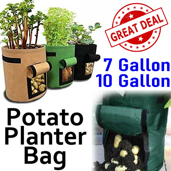 10 Gal Potato Grow Planter Container Bag Pouch Root Planting Pot Side Breathable