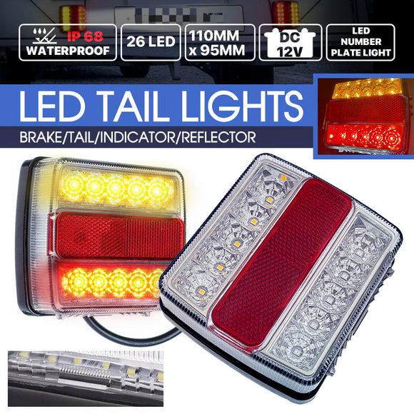 2X Submersible/Waterproof 26 LED Stop Tail Lights Kit Boat Truck Trailer lights