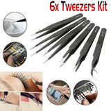 6 Pcs ESD Anti-Static Tweezer Set Tweezers Maintenance Tool Stainless Steel AU