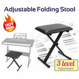 Portable Piano Stool Adjustable 3 Way Folding Keyboard Seat Bench Chair Black