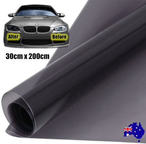 2Mx30CM Light Smoke Black Car Headlight Tint Wrap Tail Fog Light Vinyl Wrap Kit