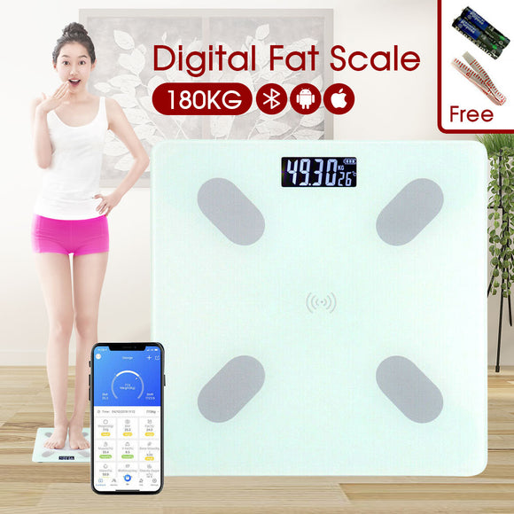 Wireless Digital Bathroom Body Fat Scale 180KG Bluetooth Scales Weight WHITE