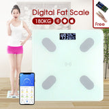 Wireless Digital Bathroom Body Fat Scale 180KG Bluetooth Scales Weight WHITE
