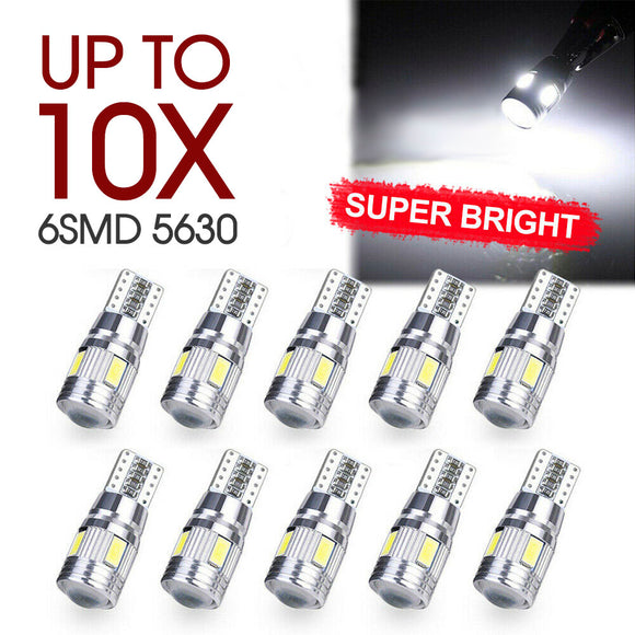 White T10 LED 6SMD W5W 5630 168 194 12V Car Wedge Dash Canbus Parking Side Light