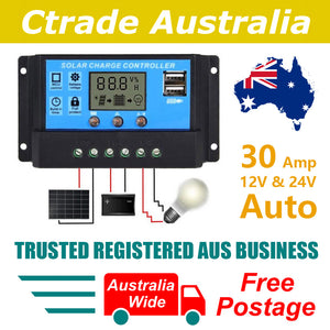 Solar Panel Regulator Charge Controller USB 30A 12V-24V