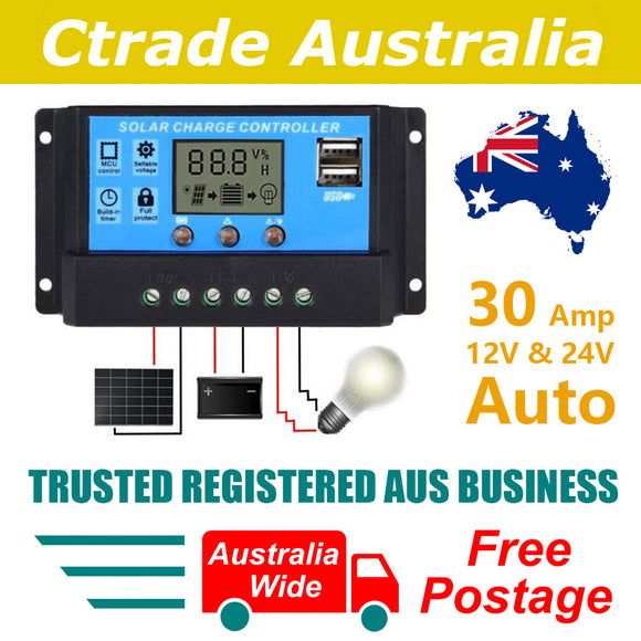 Solar Panel Regulator Charge Controller USB 30A 12V-24V