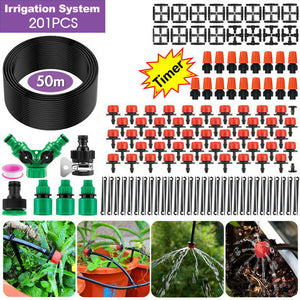 50M Hose Garden Irrigation System Plant Watering DIY Micro Drip Kits 201PCS /Set