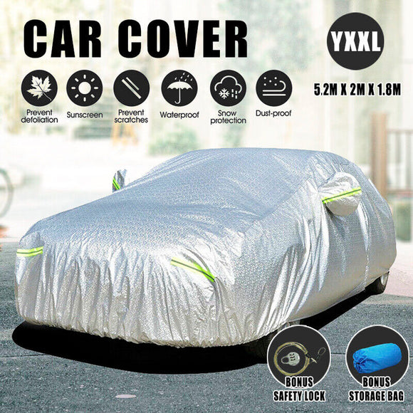 YXXL Ultra Large Alu Waterproof Outdoor Car Cover Double Thick Rain UV Resistant