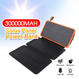 Waterproof Portable Solar Charger Dual USB External Battery Power Bank 300000mAh