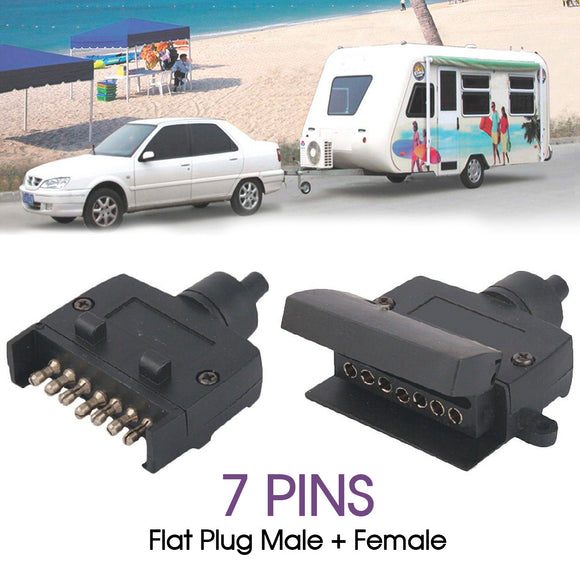 RAILER PLUG 7 PIN FLAT MALE TO 7 PIN FLAT FEMALE RECTANGLE CARAVAN TRAILER